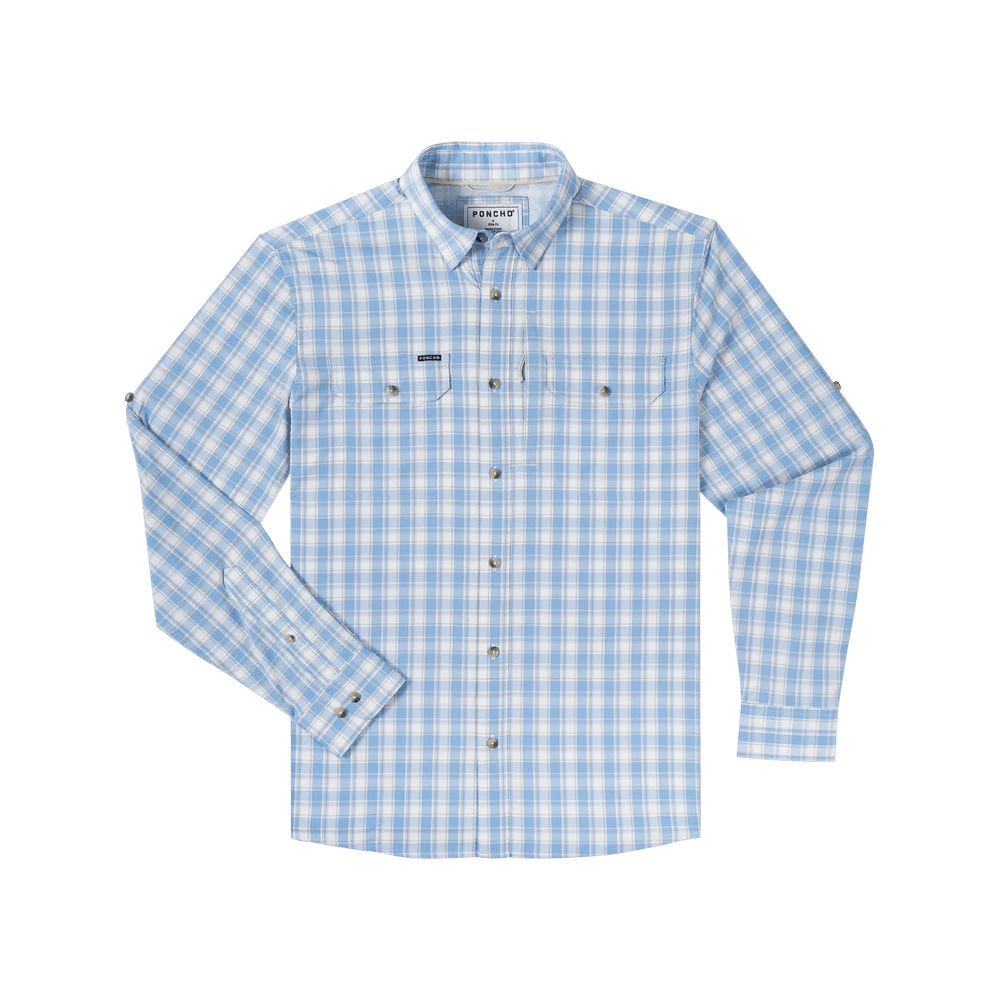 Poncho - The Snake River - Baby Blue and White Plaid - Apparel - Fly Fish Food