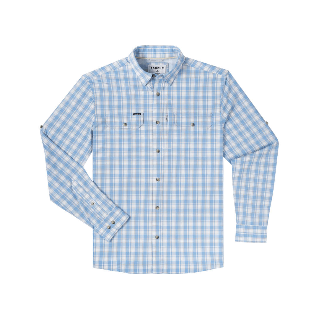 Poncho - The Snake River - Baby Blue and White Plaid - Apparel - Fly Fish Food