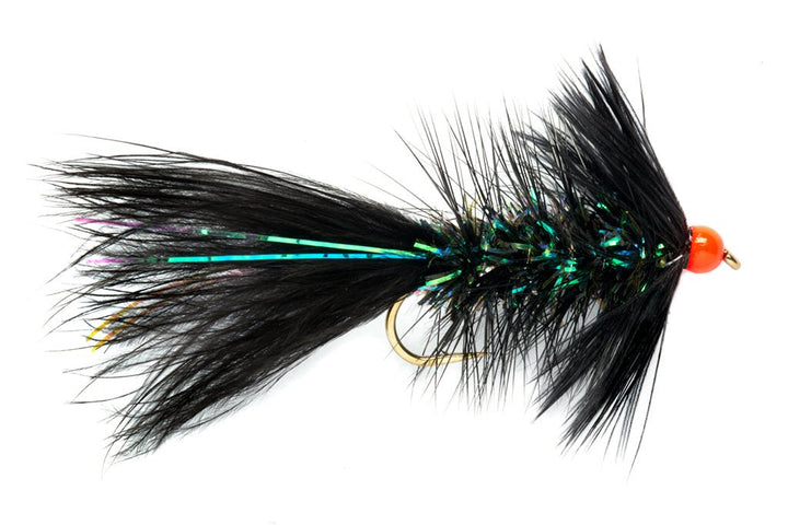 Shimmer Bugger - Black & Orange Bead - Flies - Fly Fish Food