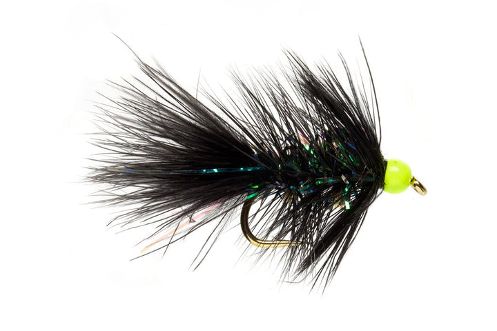 Mini Shimmer Bugger - Black & Chartreuse Bead - Flies - Fly Fish Food
