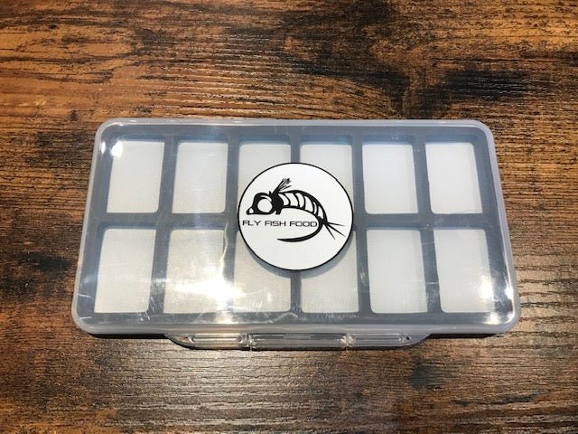 Fly Fish Food Logo Fly Box, Super Slim 12 Magnetic Compartments - Large