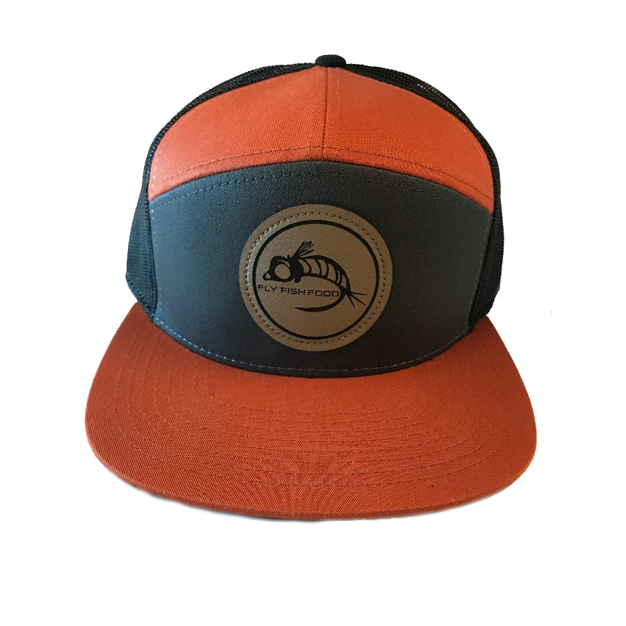 Fly Fish Food Logo Hat 7-Panel - Dark Orange/Charcoal/Black