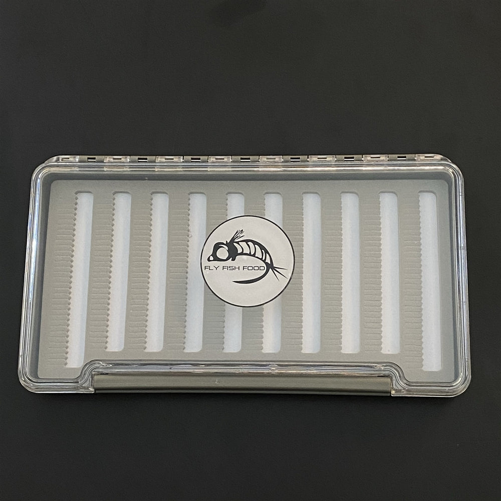 FLY FISH FOOD LOGO FLY BOX, CLEAR SINGLE SIDED - X - LARGE WITH DRY FLY FOAM - Fly Boxes - Fly Fish Food