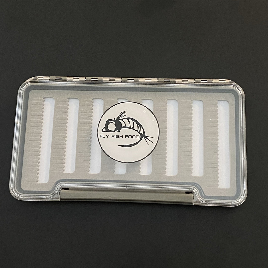 FLY FISH FOOD LOGO FLY BOX, CLEAR SINGLE SIDED - WITH DRY FLY FOAM