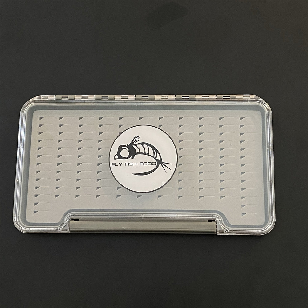 FLY FISH FOOD LOGO FLY BOX, CLEAR SINGLE SIDED - LARGE WITH EASY GRIP FOAM - Fly Boxes - Fly Fish Food