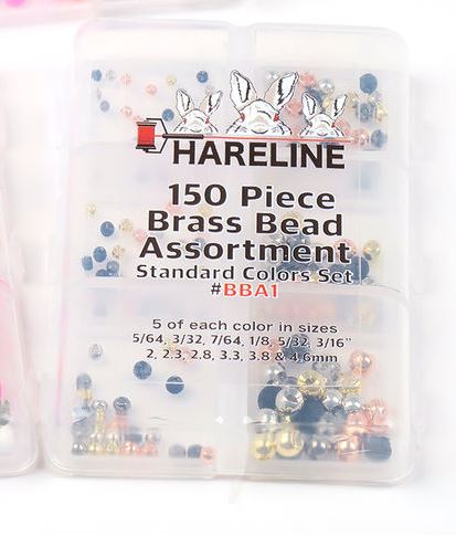 Hareline 150 Piece Brass Bead Assortment