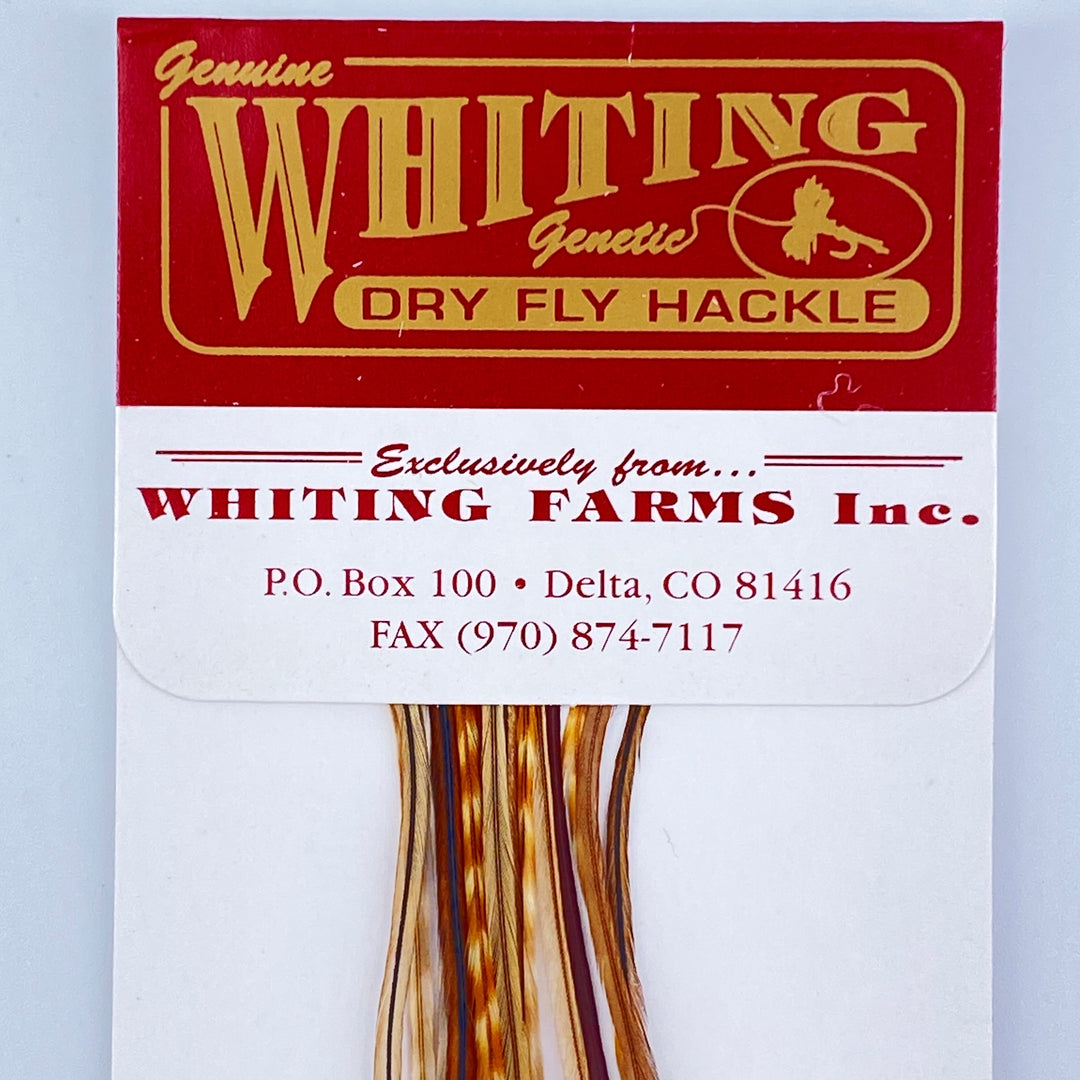 Whiting 100 Pack Dry Fly Hackle  - Barred Dark Ginger - 12