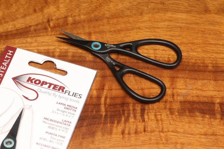 Kopter Absolute Stealth Straight Blade Micro Serrated Scissor - Tools & Vises - Fly Fish Food