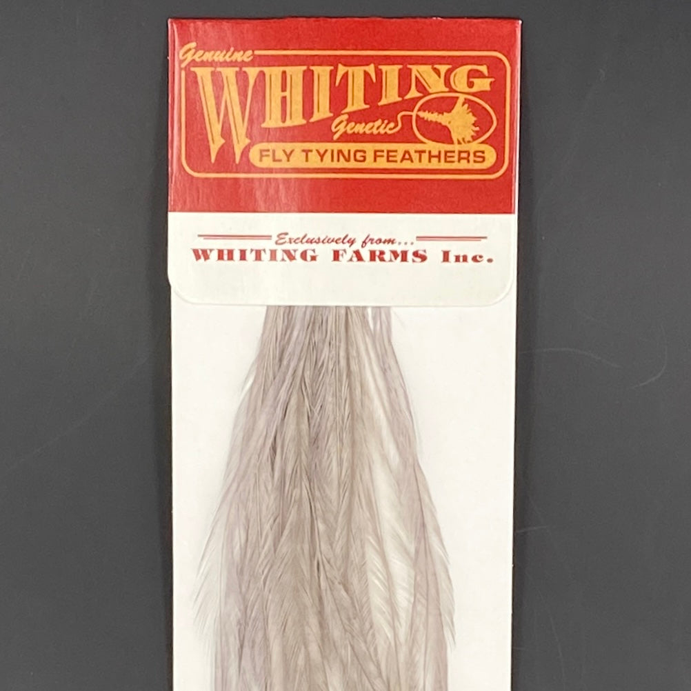 Whiting 100 Pack Dry Fly Hackle  - White dyed Medium Dun  - 10