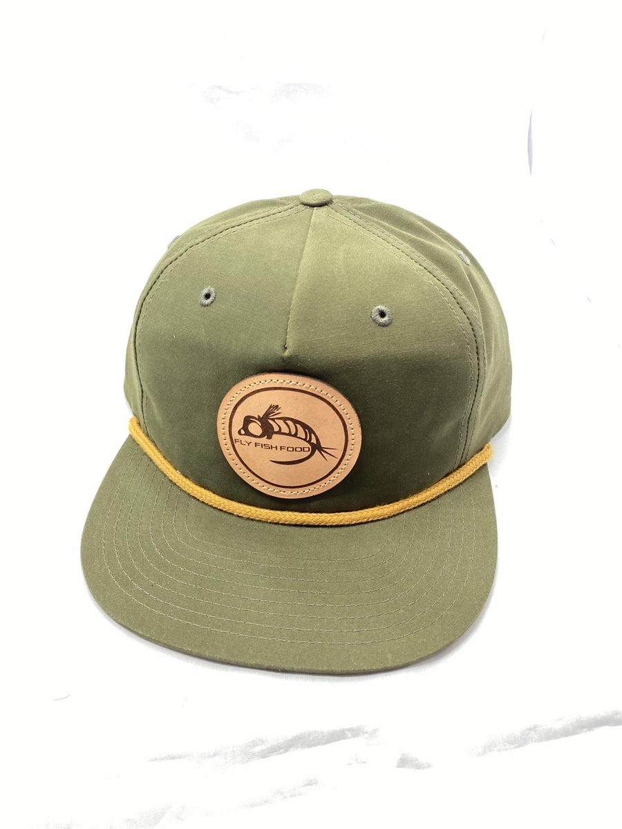 Fly Fish Food Pinch Front Relaxed Logo Hat - Olive