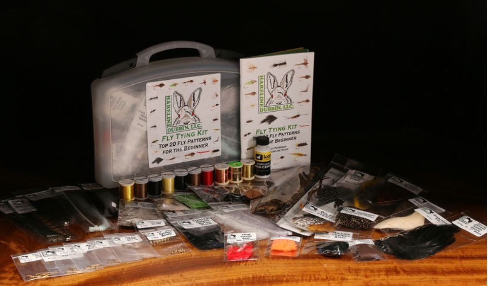Hareline Fly Tying Material Kit with Premium Tools and Vise – Fly