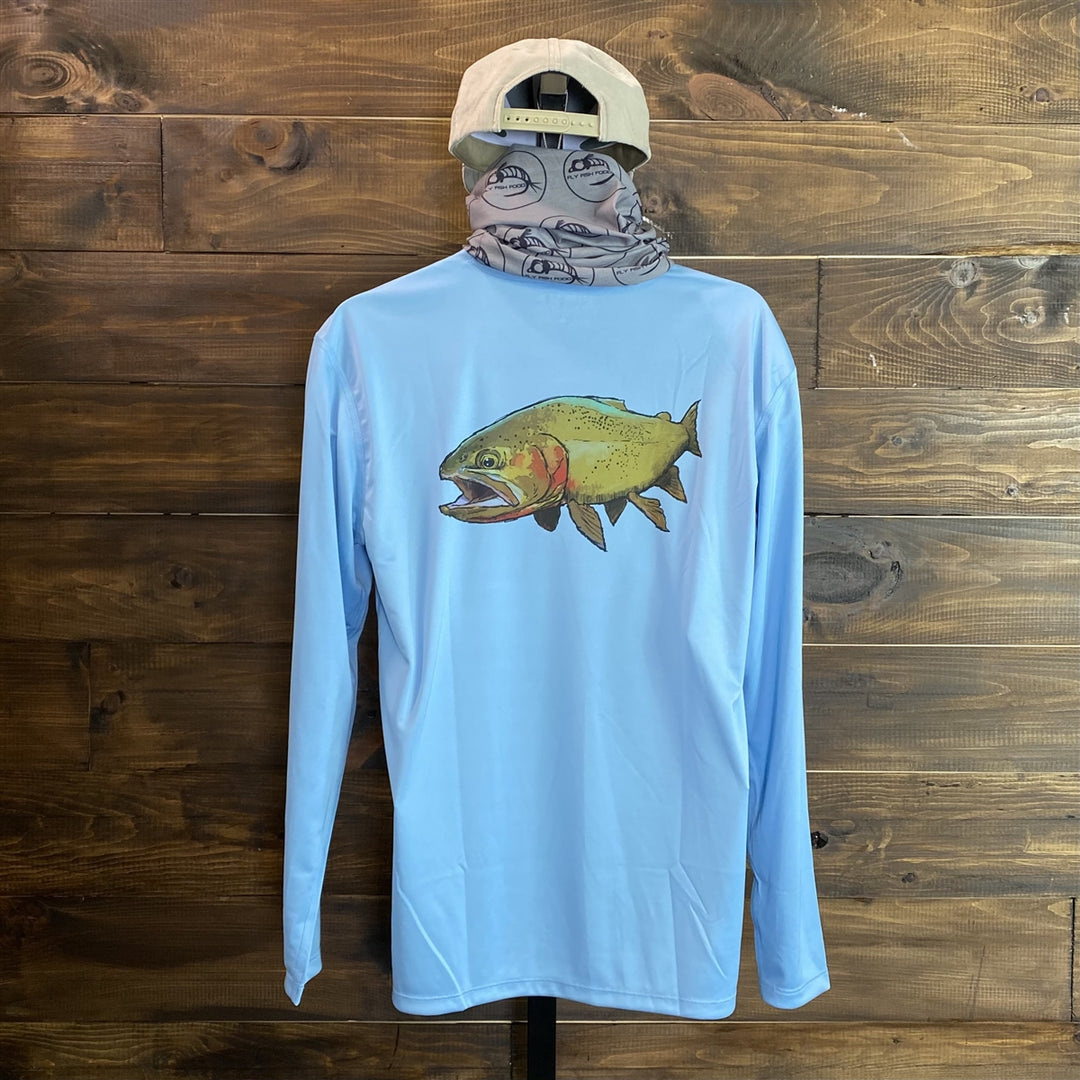 Simms Men's Tech Tee Long Sleeve Yellowstone Gold - Faded Denim