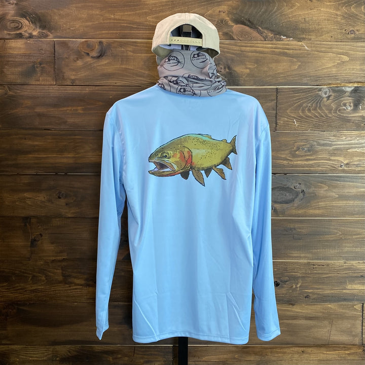 Simms Men's Tech Tee Long Sleeve Yellowstone Gold - Faded Denim