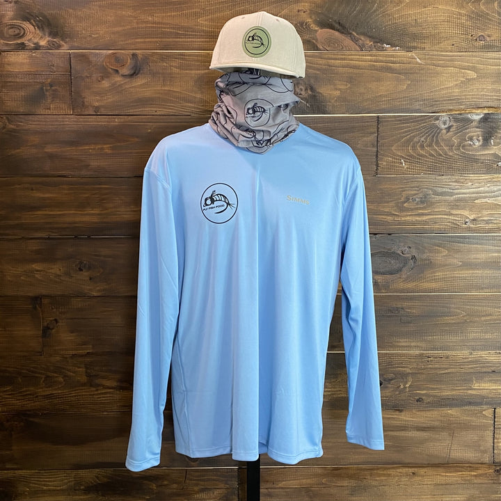 Simms Men's Tech Tee Long Sleeve Yellowstone Gold - Faded Denim