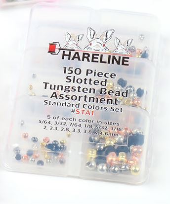 Hareline 150 Piece Slotted Tungsten Bead Assortment