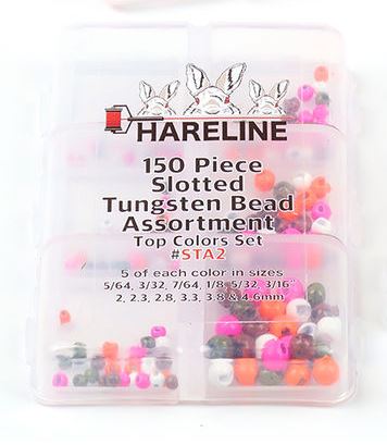 Hareline 150 Piece Slotted Tungsten Bead Assortment