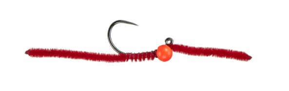 Jig San Juan Worm - Red (Hot Orange Bead)