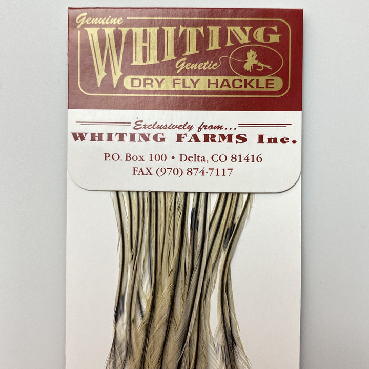 Whiting 100 Pack Dry Fly Hackle  - Silver Badger - 12
