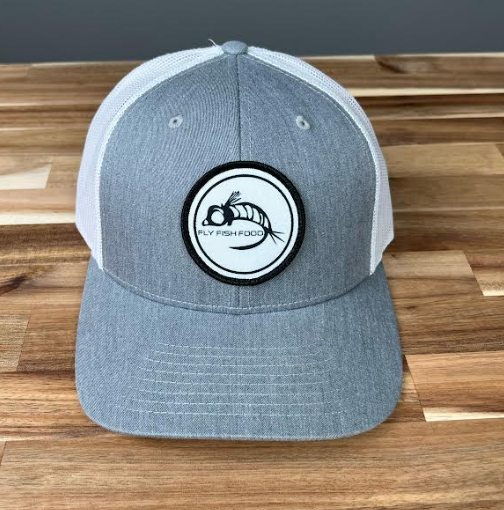 Fly Fish Food Logo Hat - Heather Grey/White