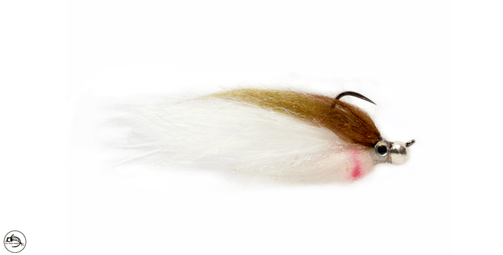 Jiggy Fat Minnow Olive & White Barbless - Flies - Fly Fish Food